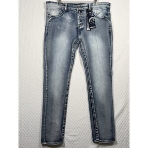 Blue Cult Tech Denim Mens Thick Stitch Jeans‎ Fits 39x33 NWT (Tag 36) Bikercore